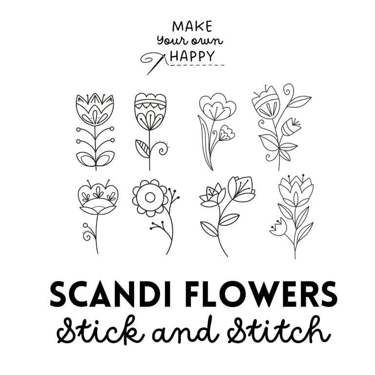 Scandi Flowers Stick & Stitch (Dissolvable Pattern for Embroidery)