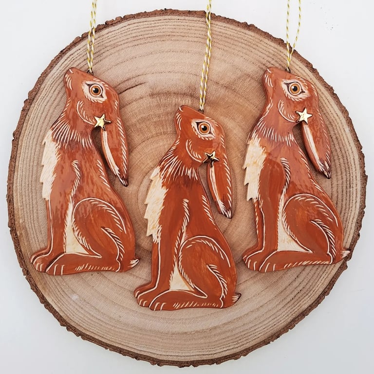 Star Gazing Hare - ceramic hanging decoration