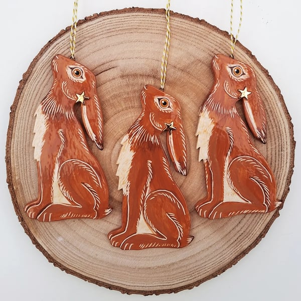 Star Gazing Hare - ceramic hanging decoration