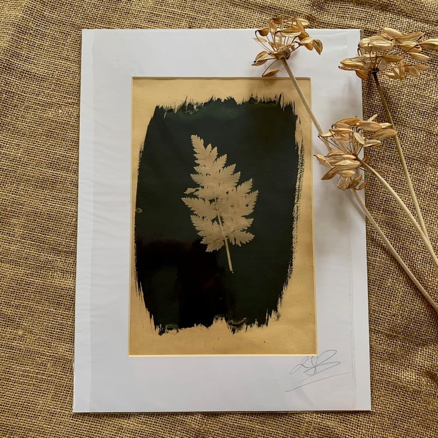 Tea Toned Leaf Cyanotype Mount