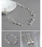 Simple Silver Grey Glass Pearl Drop Earrings - Round Light Grey Dangle Earrings  - Image 9