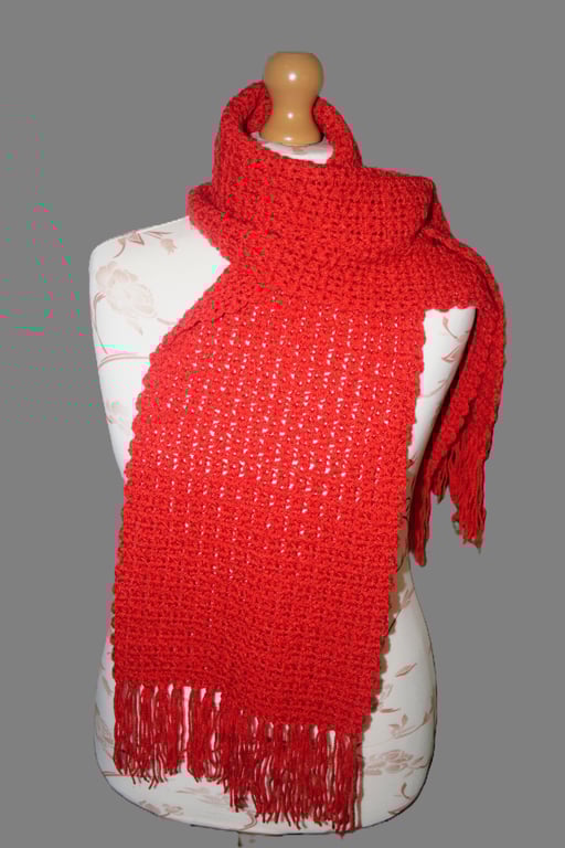 Bright and Vibrant Crochet Wool Scarf 