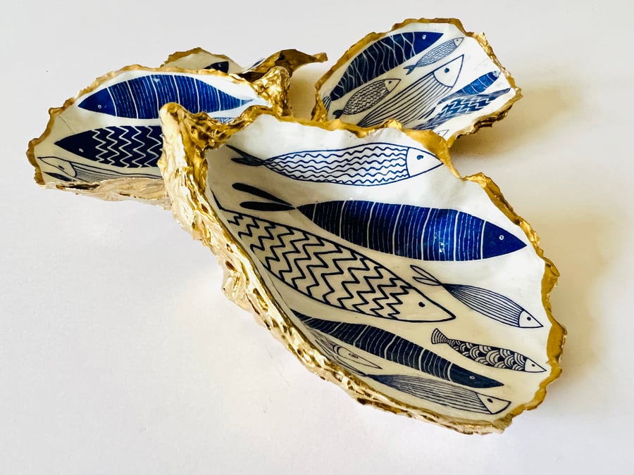  Blue Fish Dorset Oyster Shell Trinket Dish. Ring dish, Jewellery Dish.