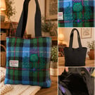 Harris Tweed Robertson Tartan Tote bag with Embroidered thistle 