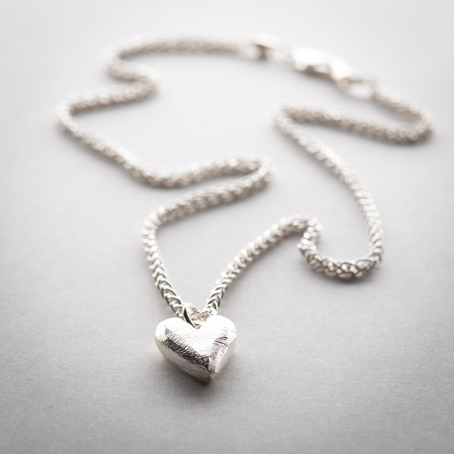 The Unbroken Heart Necklace, Hand Carved Sterling Silver
