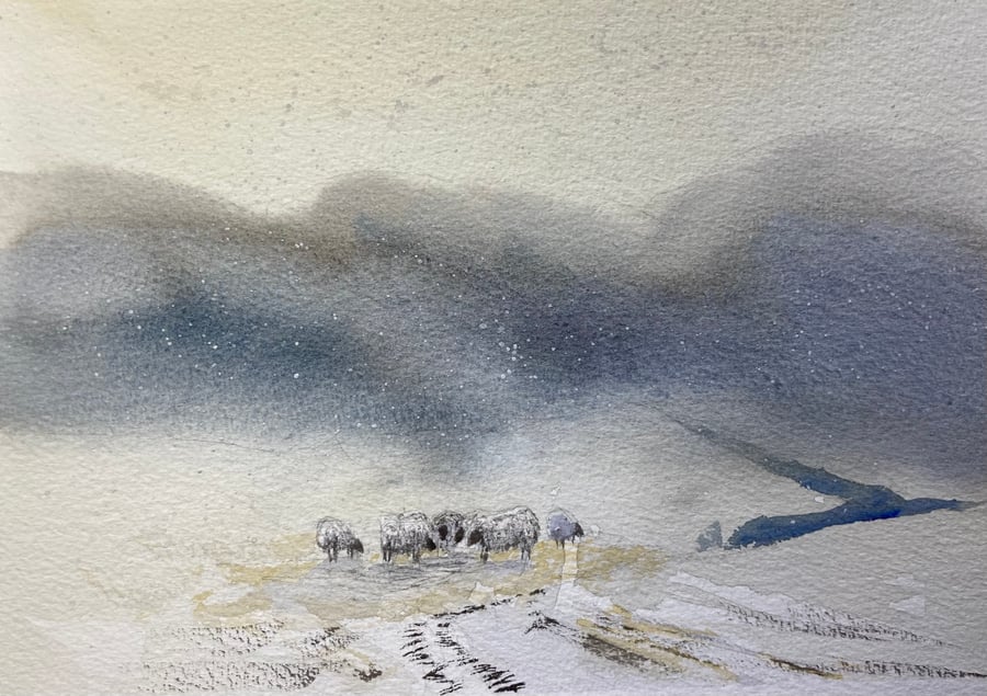 Kirkby bank winter (Original Watercolour) wall art, watercolour art