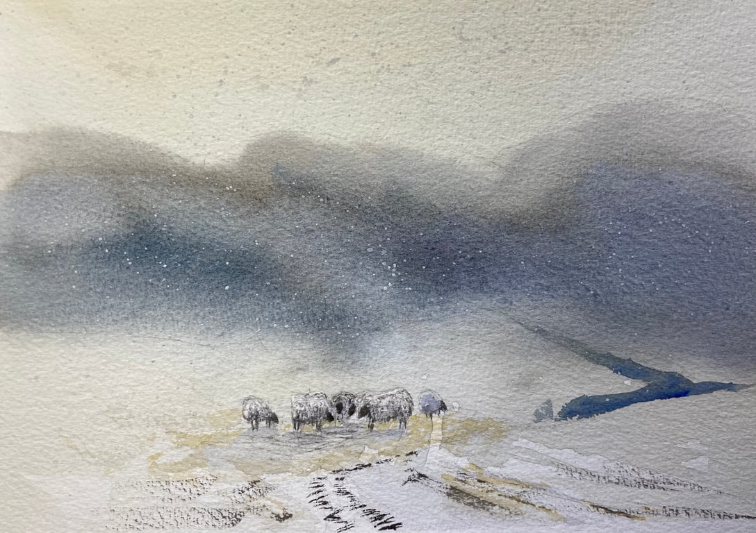 Kirkby bank winter (Original Watercolour) wall art, watercolour art
