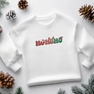 Sparkle Glitter Embroidered Hohoho Kids Sweatshirt