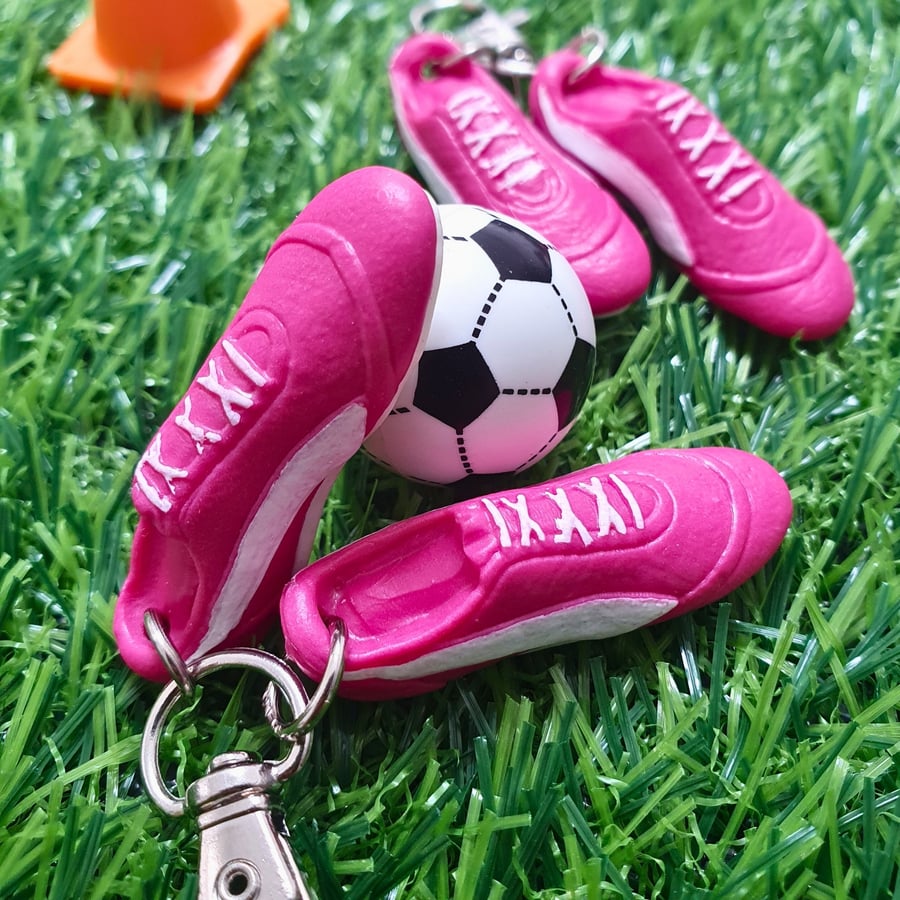 Football Boots Keyring, Soccer Backpack Charm, Keychain For Football Fans, Pink