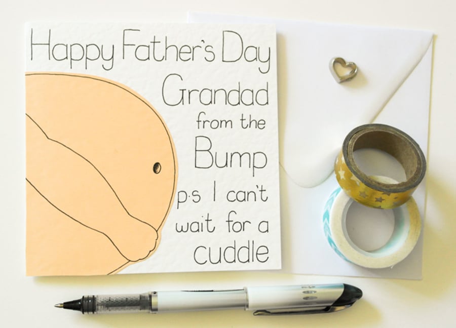 Greeting Card Fathers' Day Card From The Bump, For Grandad From The Baby Bump