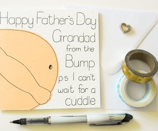 Greeting Card Fathers' Day Card From The Bump, For Grandad From The Baby Bump