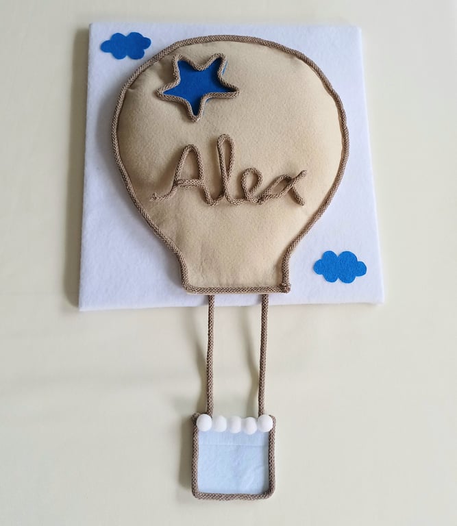 Personalised Hot Air Balloon Wall Hanging - Nursery & Children's Room Decor
