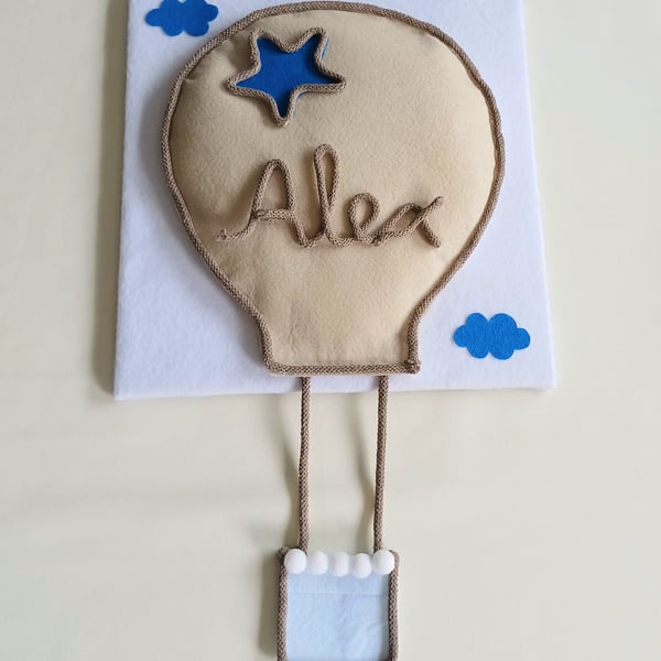 Personalised Hot Air Balloon Wall Hanging - Nursery & Children's Room Decor