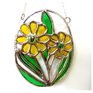 Daisy Oval Stained Glass Suncatcher  Handmade Yellow Flower
