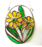 Daisy Oval Stained Glass Suncatcher  Handmade Yellow Flower