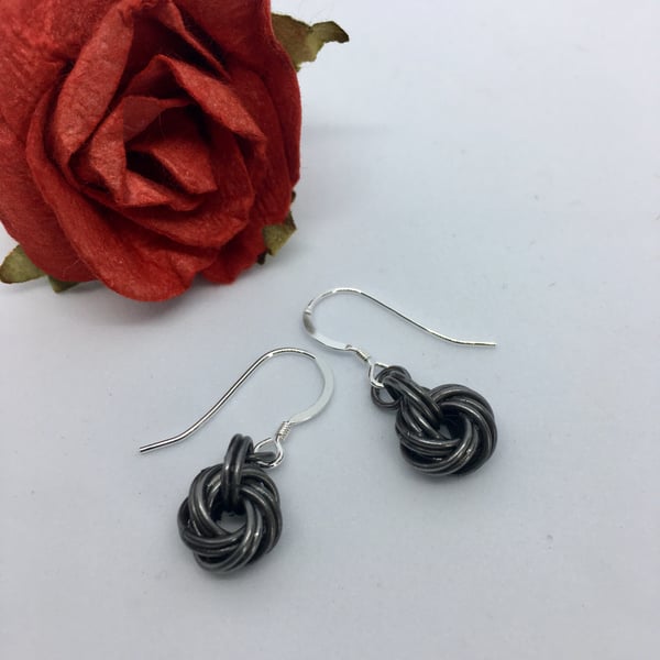 Antique Black Iron Infinity Love Knot Earrings 6th Anniversary Wife Gift Idea
