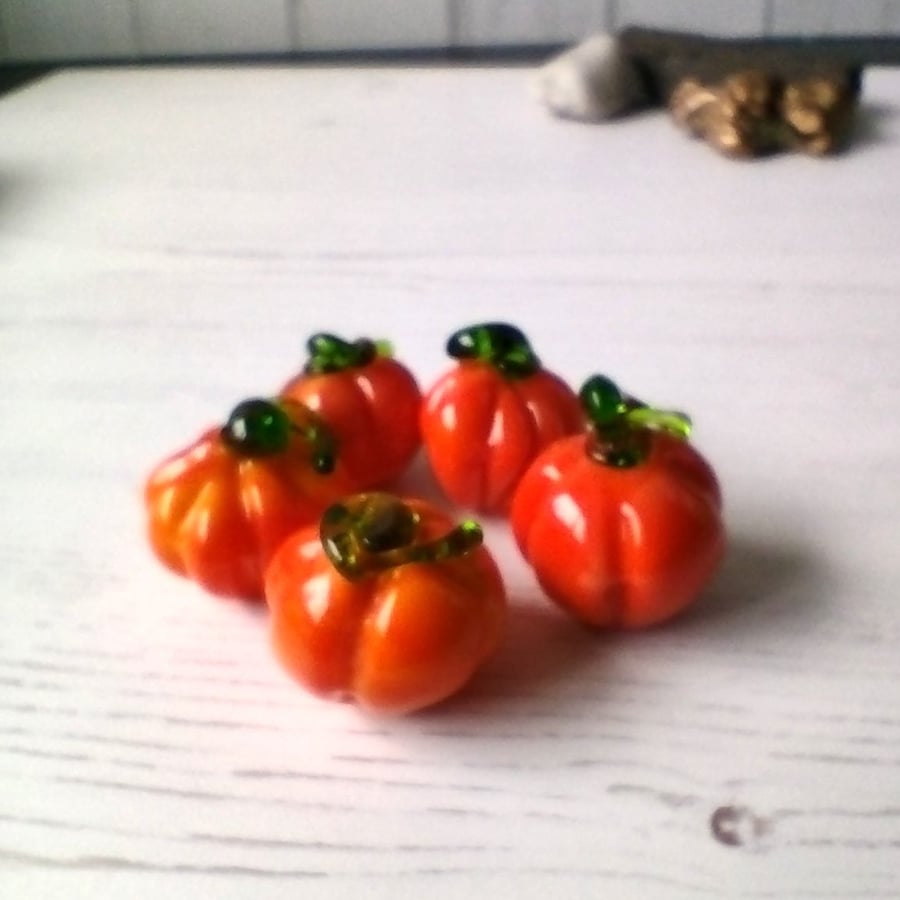 Handcrafted Flameworked Glass Petite Pumpkin  Miniature keepsake Thoughtful gift