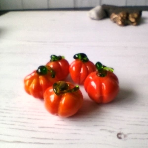 Handcrafted Flameworked Glass Petite Pumpkin  Miniature keepsake Thoughtful gift