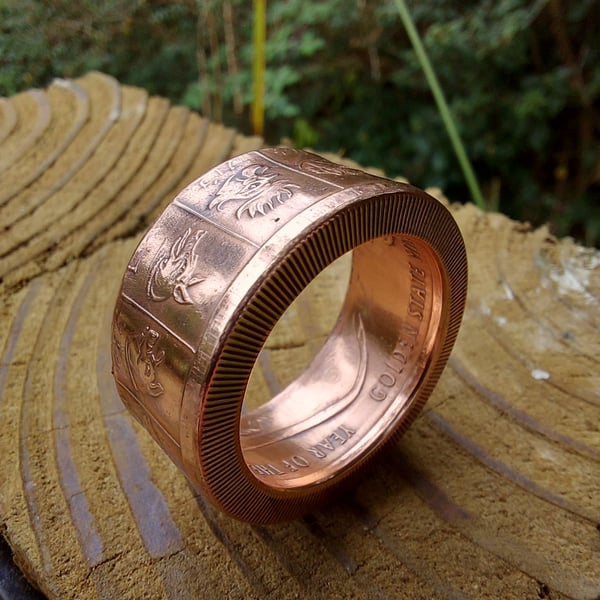 Pure Copper Chinese Zodiac coin ring 