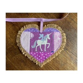 Hessian hearts bunting - purple