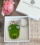 Frog keyring, teacher gift, cute animal present, fused glass, wildlife lover