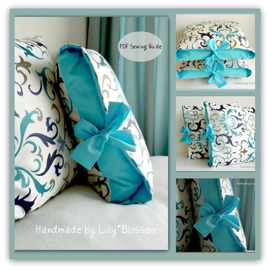 PDF Sewing Pattern Contrast Tied Cushion Cover