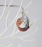 Fire and Water Elements Design Ceramic Pendant on Grey Cord with Lobster Clasp - Image 2