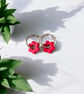 Fire Red Flower Hoop Earrings - Image 5