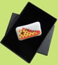 HANDMADE FUSED DICHROIC GLASS 'YELLOW HIGHTOPS' BROOCH. - Image 1