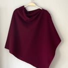 Poncho - merino lambswool Bordeaux red wine 