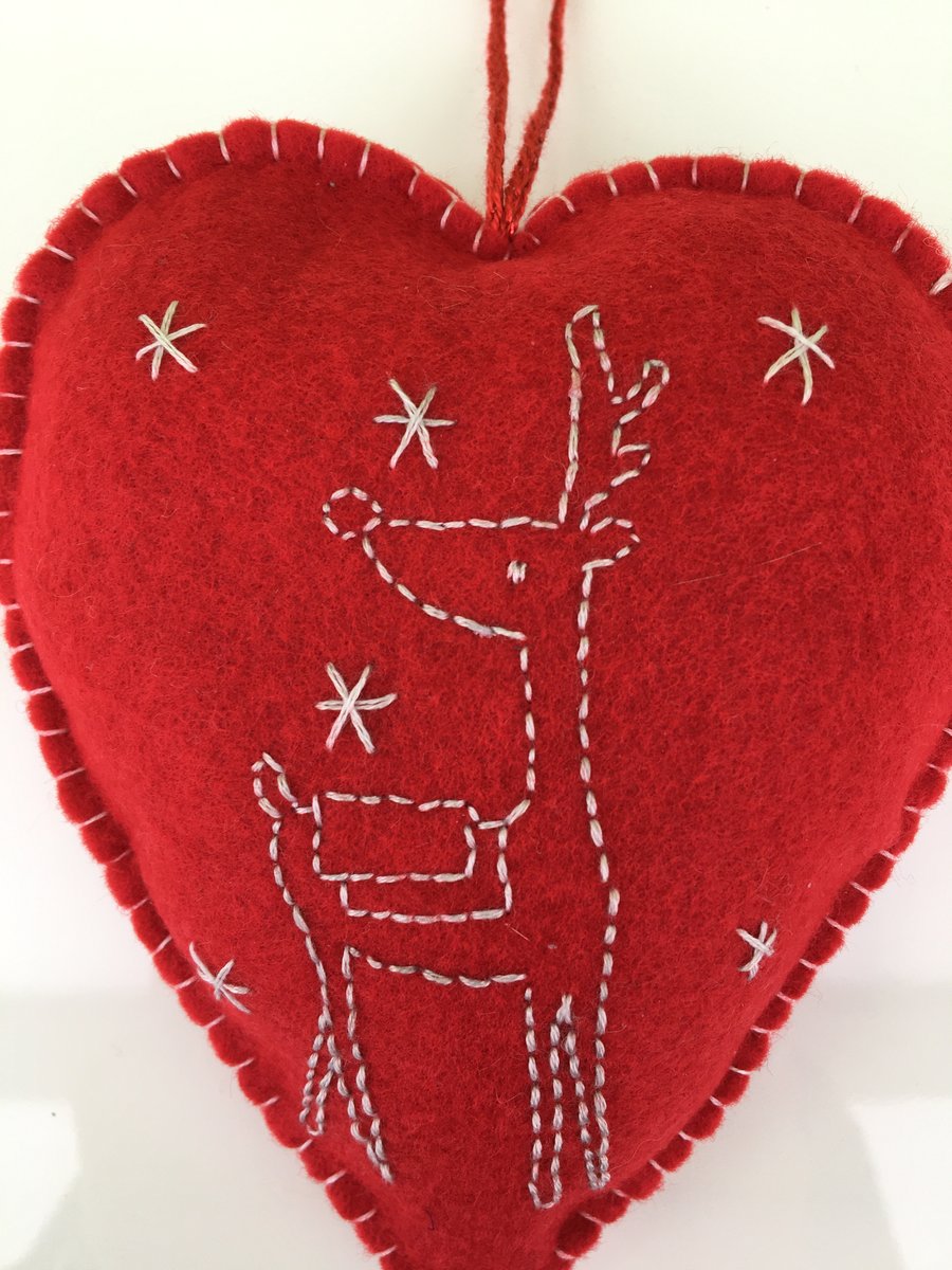 Large Felt Christmas Heart Decoration