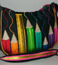 Large Navy & multi coloured Ribbon Pencil Handbag - Image 1