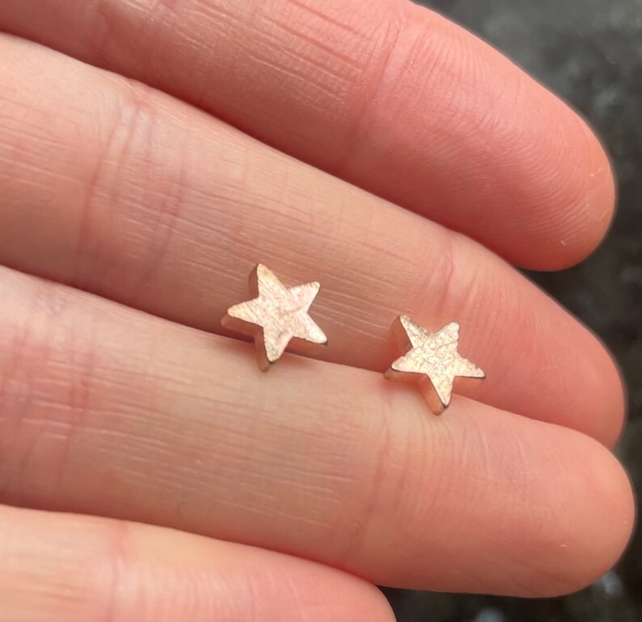 Rose Gold Plate Star Stud Earrings 