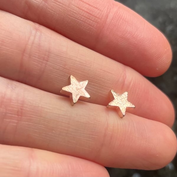 Rose Gold Plate Star Stud Earrings 