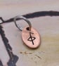 Recycled Oval Copper Health Bindrune Split Keyring Charm, Bag Charm.