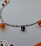 Carnelian and black glass beaded Halloween necklace - Image 4