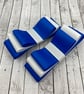 Royal Blue and White 3 inch Straight Bows on Clips (pair) - Image 2