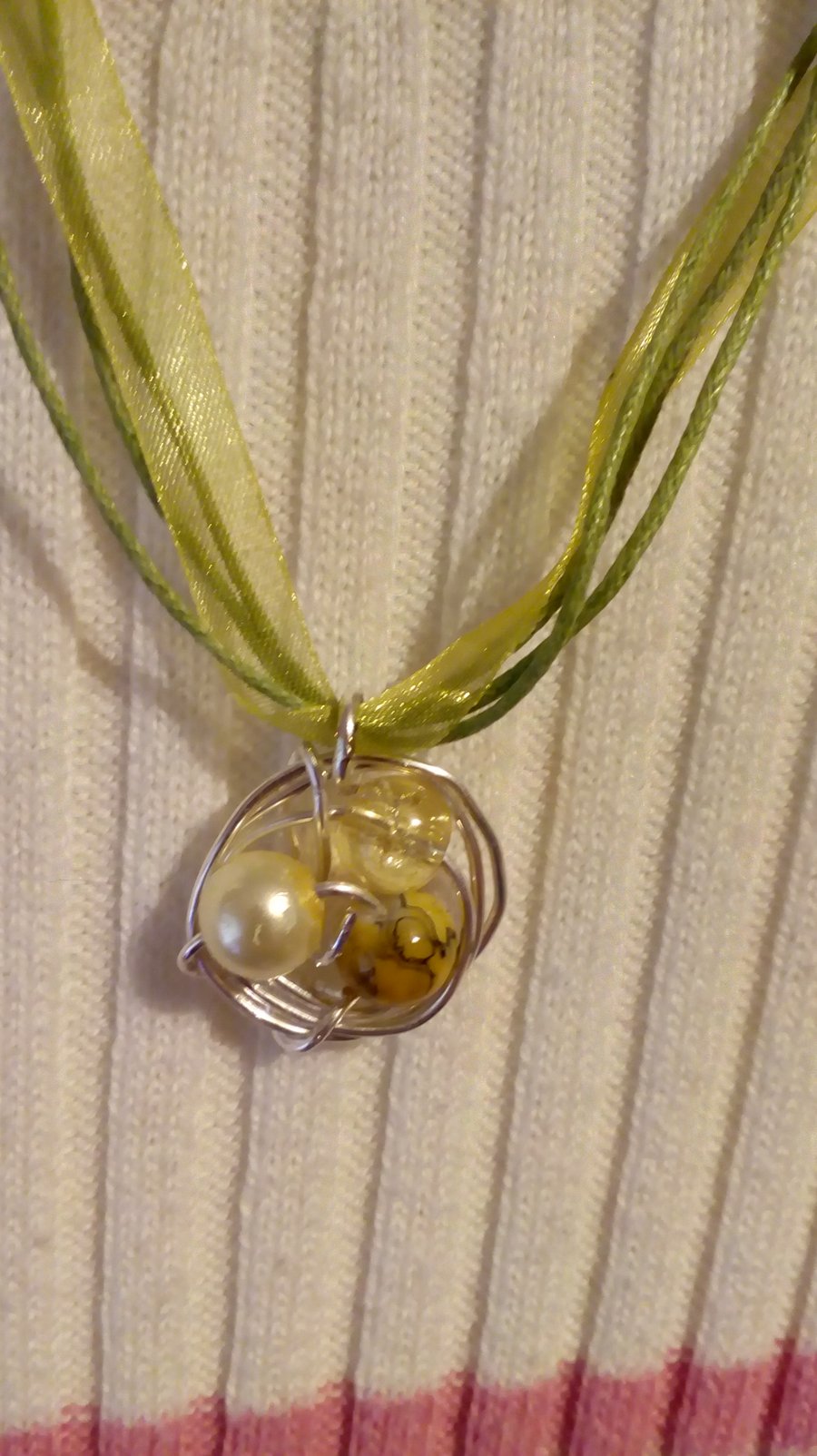 Wire wrapped bead necklace