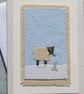 Sheep in Snow hand-stitched textile - perfect for Christmas or winter birthday - Image 2