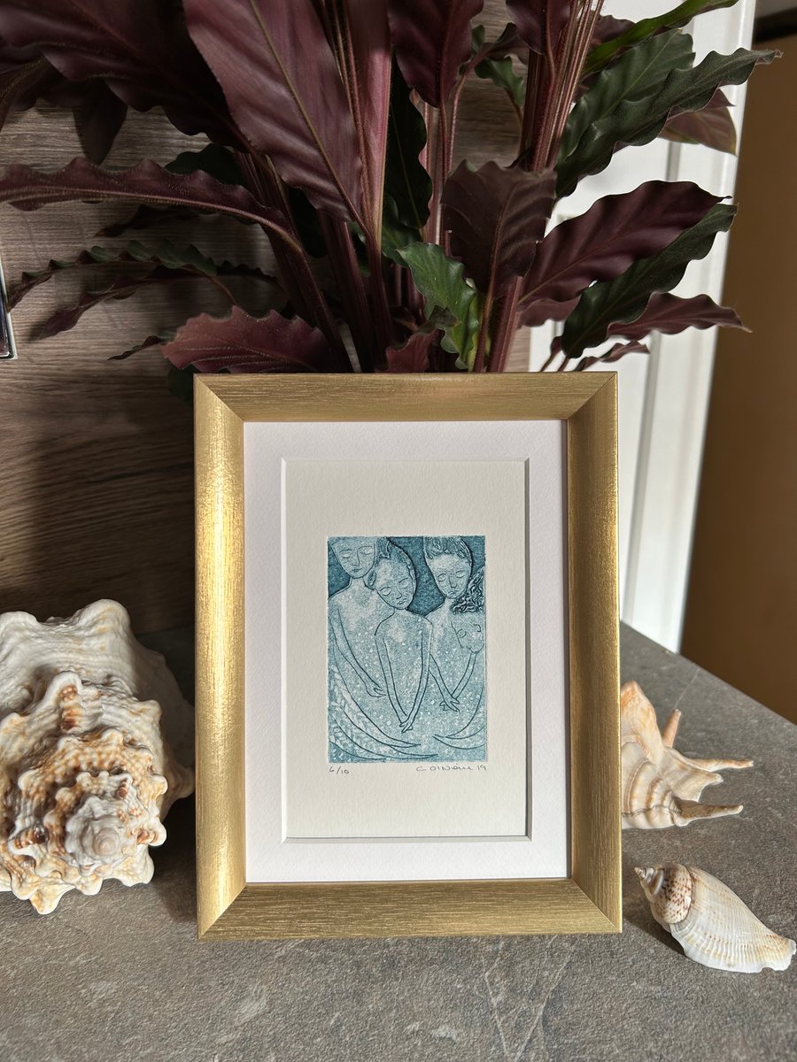 Angels -Framed Collagraph Print