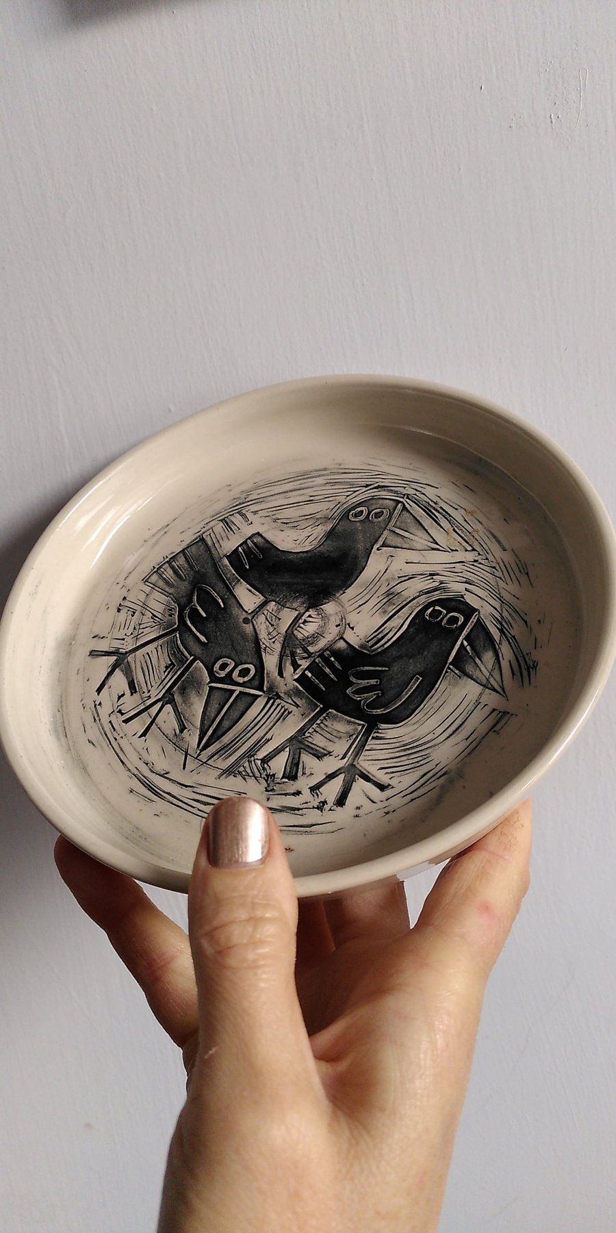 Crow ceramic dish 