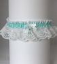 White lace wedding garter with aqua trim - Image 4
