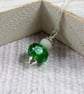 Green Rose Glass Bead Pendant, Sterling Silver & Amazonite - Chain is Optional - Image 5