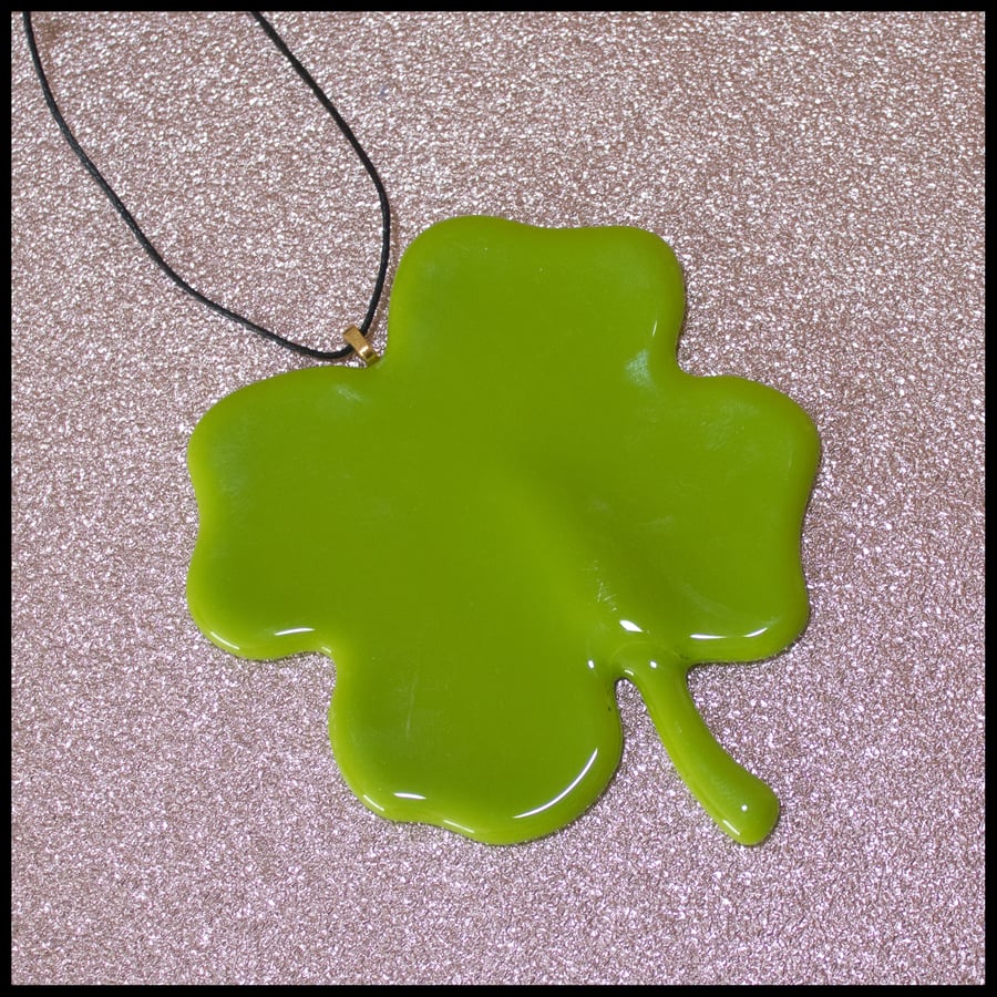 'Lucky' 4-Leafed Clover in Fused Glass