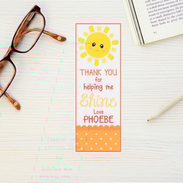 Personalised Thank You Teacher Bookmarks - various designs
