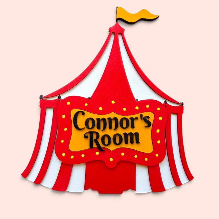 Personalised Circus Name Sign Kids Bedroom Door Sign