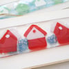 beach huts fused glass hanger