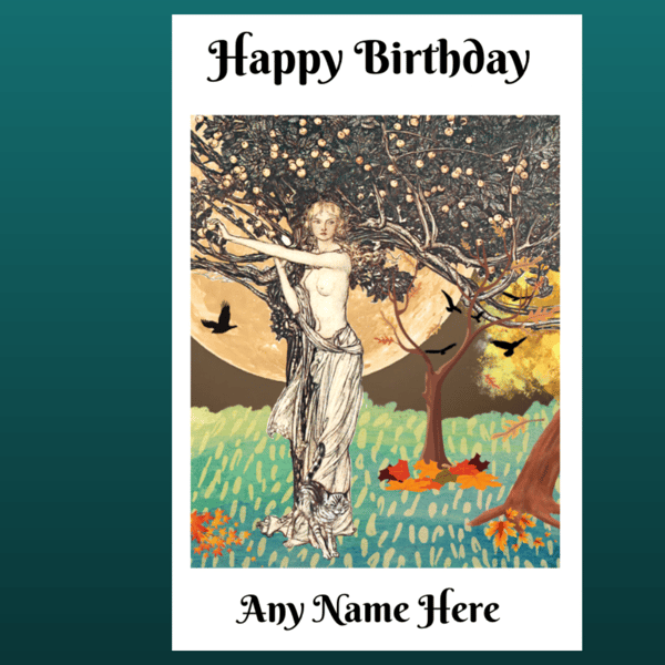 Birthday Card Nature Goddess  Personalised Seeded Card Option Wiccan Fantasy 