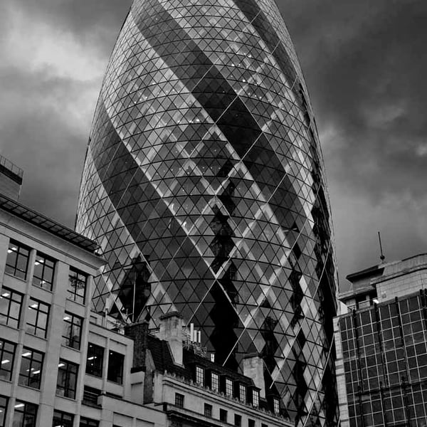 30 St Mary Axe The Gherkin London England UK 12"x18" Print