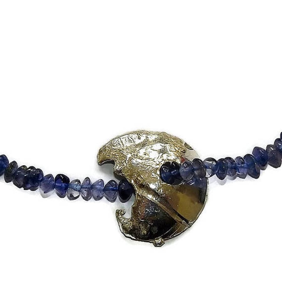 iolite and sterling silver necklace